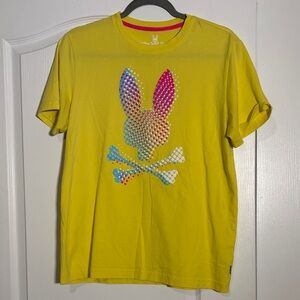 Psycho Bunny Yellow Tee with Pink Accents